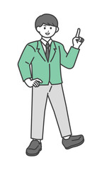 指差しポーズをとる学生の男の子のイラスト素材