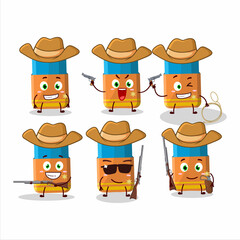 Cool cowboy orange eraser cartoon character with a cute hat