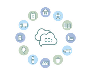 環境アイコンセット　温室効果ガス　SDGs　CO2