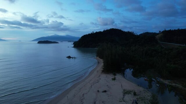 The Telok Teluk Melano Coastline and Serabang Beach at the most southern tip of the Tanjung Datu part of Sarawak and Borneo Island