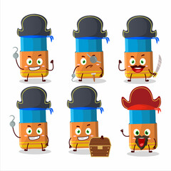 Cartoon character of orange eraser with various pirates emoticons