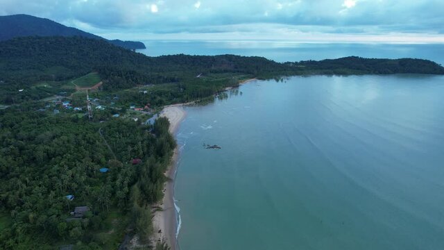 The Telok Teluk Melano Coastline and Serabang Beach at the most southern tip of the Tanjung Datu part of Sarawak and Borneo Island