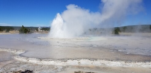 Great Fountain Geyser erupting, Yellowstone National Park, Wyoming