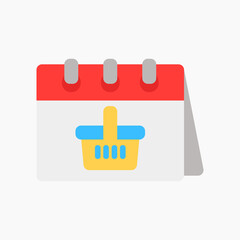 Shopping day icon vector illustration in flat style about calendar and date, use for website mobile app presentation