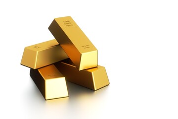 Gold ingot isolated on a white background. 3d rendering.