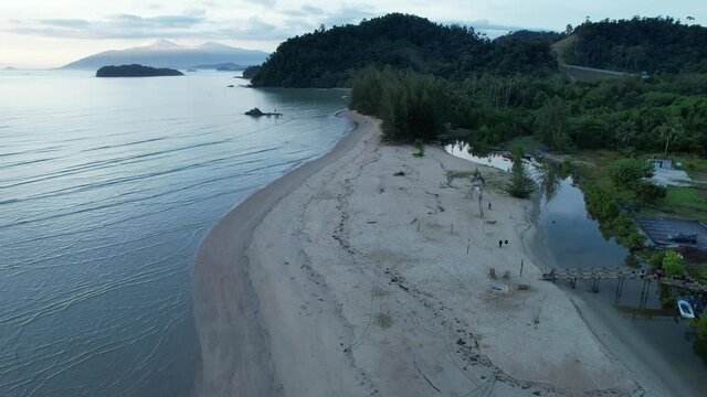 The Telok Teluk Melano Coastline and Serabang Beach at the most southern tip of the Tanjung Datu part of Sarawak and Borneo Island