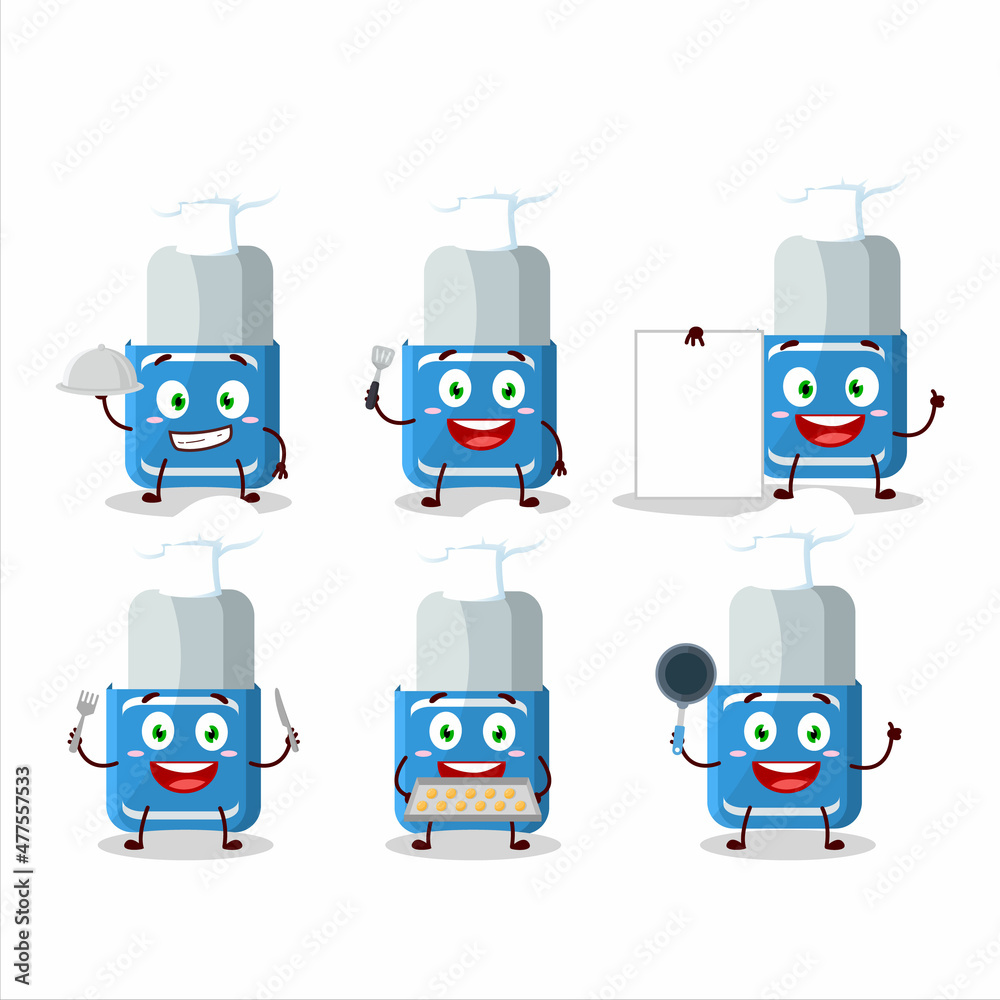 Canvas Prints Cartoon character of blue eraser with various chef emoticons