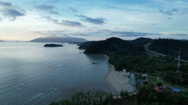 The Telok Teluk Melano Coastline and Serabang Beach at the most southern tip of the Tanjung Datu part of Sarawak and Borneo Island