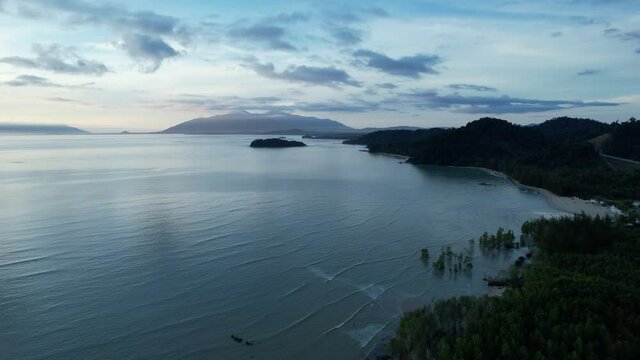 The Telok Teluk Melano Coastline and Serabang Beach at the most southern tip of the Tanjung Datu part of Sarawak and Borneo Island