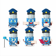 A picture of cheerful blue eraser postman cartoon design concept