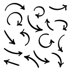 Arrows vector set. Hand drawn elements draw in different directions.