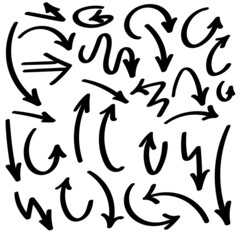 Arrows vector set. Hand drawn elements draw in different directions.