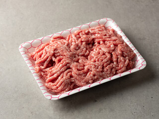 Raw minced meat on a wrapping plate