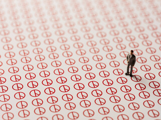 Businessman miniature and Korean voting stamp mark