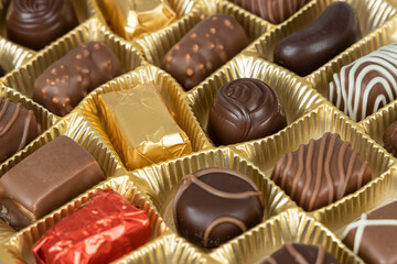 box of various chocolate candies