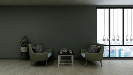 office wooden lobby waiting room for company wall logo mockup