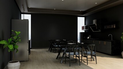 office pantry area 3d render interior design