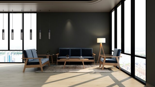 modern office lounge wall logo mockup