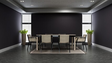 Fototapeta na wymiar blank wall in luxury office meeting room 3d render interior design