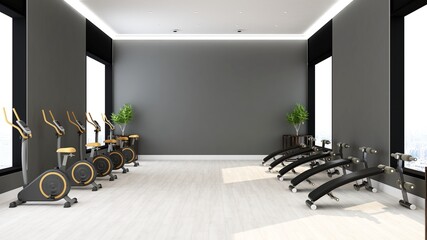blank area in modern gym room for logo mockup