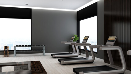 blank area in modern gym room for logo mockup