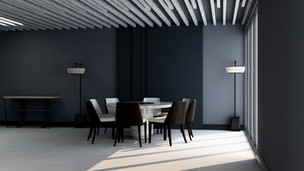 blank wall in luxury office meeting room 3d render interior design
