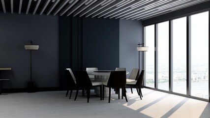 blank wall in luxury office meeting room 3d render interior design