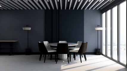 blank wall in luxury office meeting room 3d render interior design