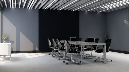 blank wall in luxury office meeting room 3d render interior design