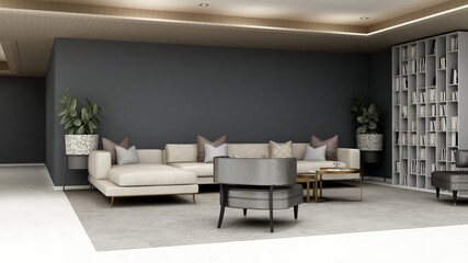 office wooden lobby waiting room for company wall logo mockup
