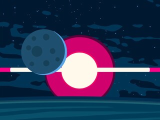 Vast, cold space. Cartoon style distant galaxies digital art. Interstellar Nebulae. Interplanetary space. Mysterious universe. Deep cosmos. Science fiction background with planets and moons. © Jakub