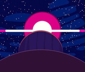 Vast, cold space. Cartoon style distant galaxies digital art. Interstellar Nebulae. Interplanetary space. Mysterious universe. Deep cosmos. Science fiction background with planets and moons. © Jakub