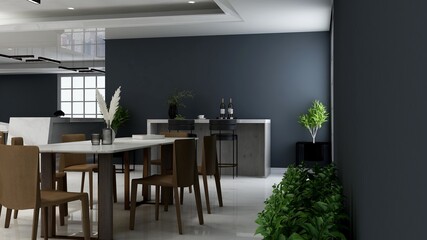 luxury restaurant 3d design interior for wall mockup