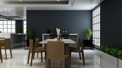 luxury restaurant 3d design interior for wall mockup