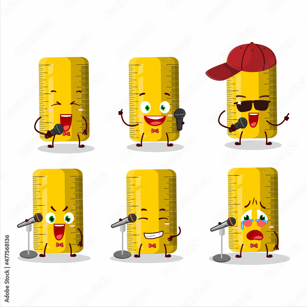 Poster A Cute Cartoon design concept of yellow ruler singing a famous song