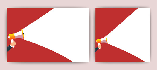 Set of Megaphone announcement banner design blank no text. Flyer marketing banner template for business. Vector EPS 10