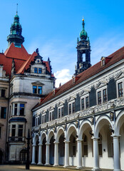Fototapeta premium Stallhof (Stall Courtyard) in middle ages was place of knightly games and tournaments. Dresden, Germany