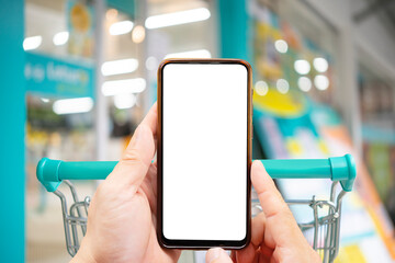 Concept nackground online shopping. Mobile phone or smartphone