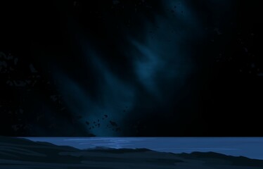 Fototapeta na wymiar Bright star in deep, cold space. Blue empty universe art. Science fiction illustration.