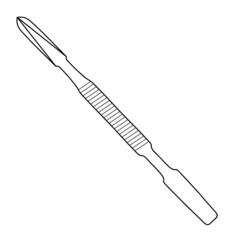 Freehand sketchy line art of dental instrument silhouette. Medical instruments. Isolated vector illustration.