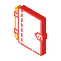 diary with pen isometric icon vector. diary with pen sign. isolated symbol illustration