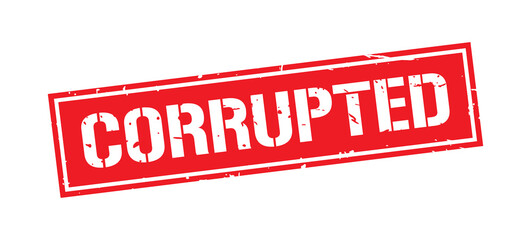 Grunge red corrupted word square stamp sign isolated on white background