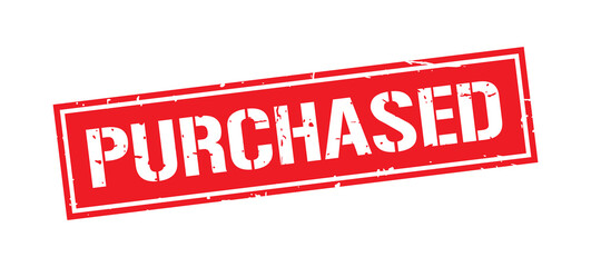 Grunge red purchased word square stamp sign isolated on white background