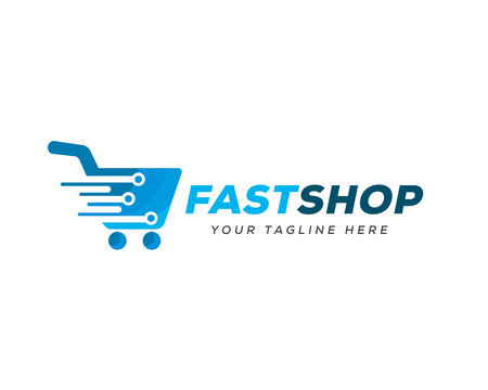 fast moving delivery digital shop logo template illustration