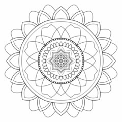 Circular pattern mandala art decorative elements. oriental pattern for meditation, stress relief, henna and for coloring book page.