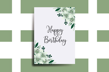 Greeting card birthday card Digital watercolor hand drawn Lily Flower Design Template