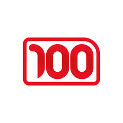 100 logosu. &Ccedil;er&ccedil;eve i&ccedil;inde 100 yıllık kırmızı vekt&ouml;r &ccedil;izimi. 100 yaratıcı ve ayırt edici logo.