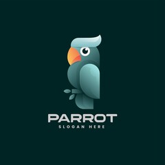 Vector Logo Illustration Parrot Gradient Colorful Style.