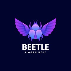 Vector Logo Illustration Beetle Gradient Colorful Style.