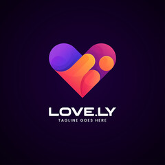 Vector Logo Illustration One Love Gradient Colorful Style.